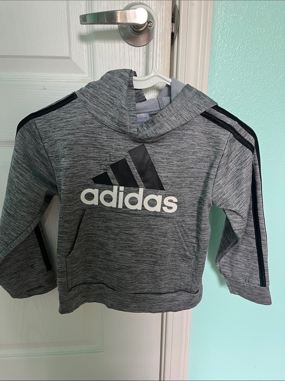 adidas Gray Logo Pullover Hoodie for Kids